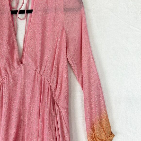 Revolve SUNDRESS Aline Dress Marabella Tie & Dye Size M/L Metallic Hi Low - Picture 9 of 12